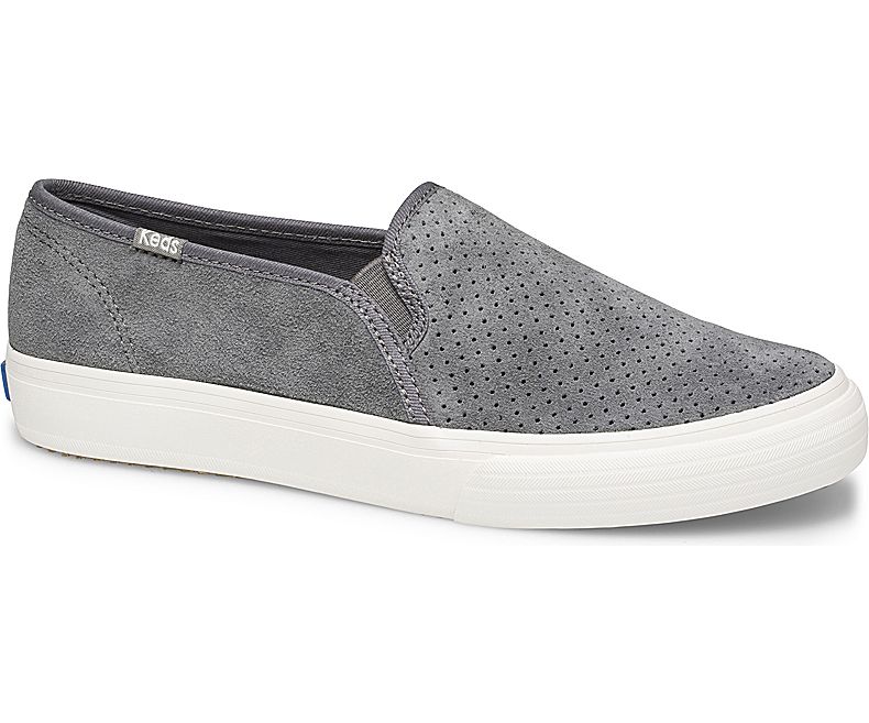 Keds Women's Double Decker Perf Suede Fall Grey Slip On Shoes - RZ4807936